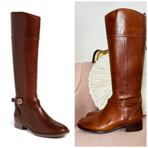Tory Burch Shoes - Tory Burch BRITA 30MM RIDING BOOT LEATHER Brown Women’s Size 8